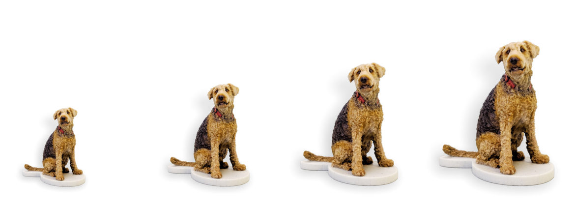 my3Dtwin, 3D Prionted Dog Figurine Sizes Basic Small Medium Large