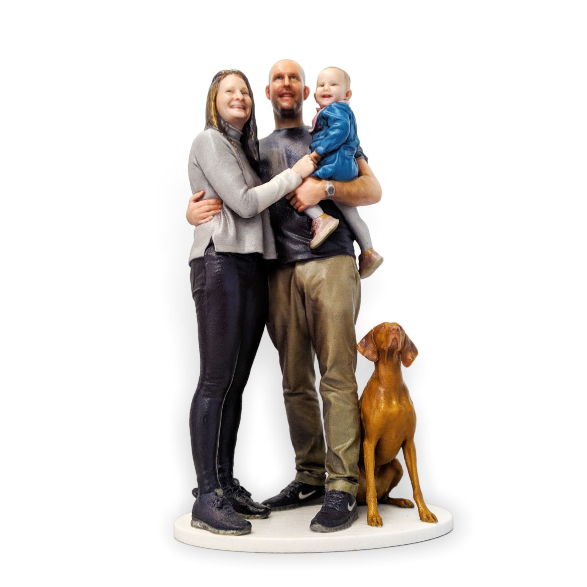 my3Dtwin, 3D Printed Figurine of family with kid and a dog