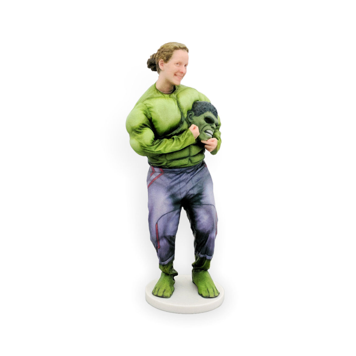 my3Dtwin, 3D Printed Custom Figurine of a women with hulk mask...